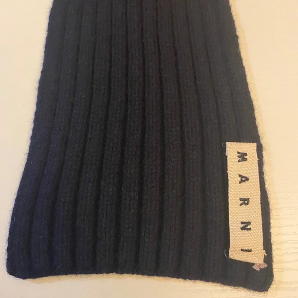 Marni Men's Vintage Braided Cable Knit Scarf Navy Blue O/S - Picture 5 of 7